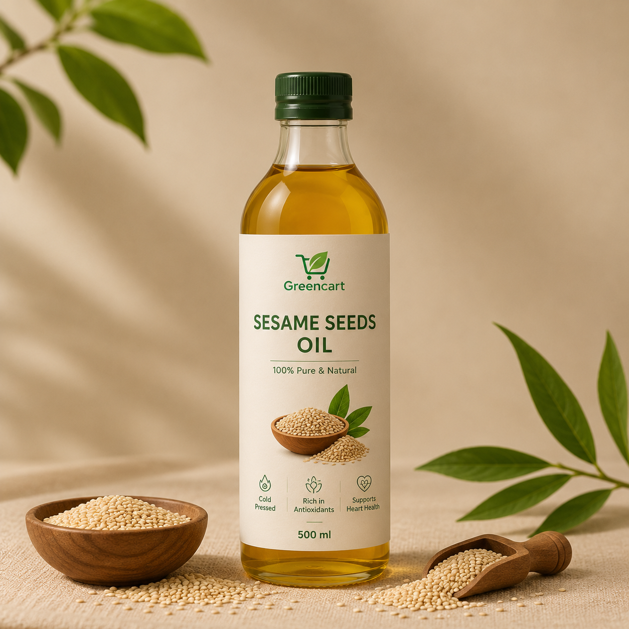 Greencart Cold Pressed Sesame Seed Oil (500ml)